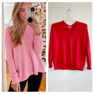 Lilly Pulitzer Ruby Red Sevie V Neck Pullover Christmas Sweater Small